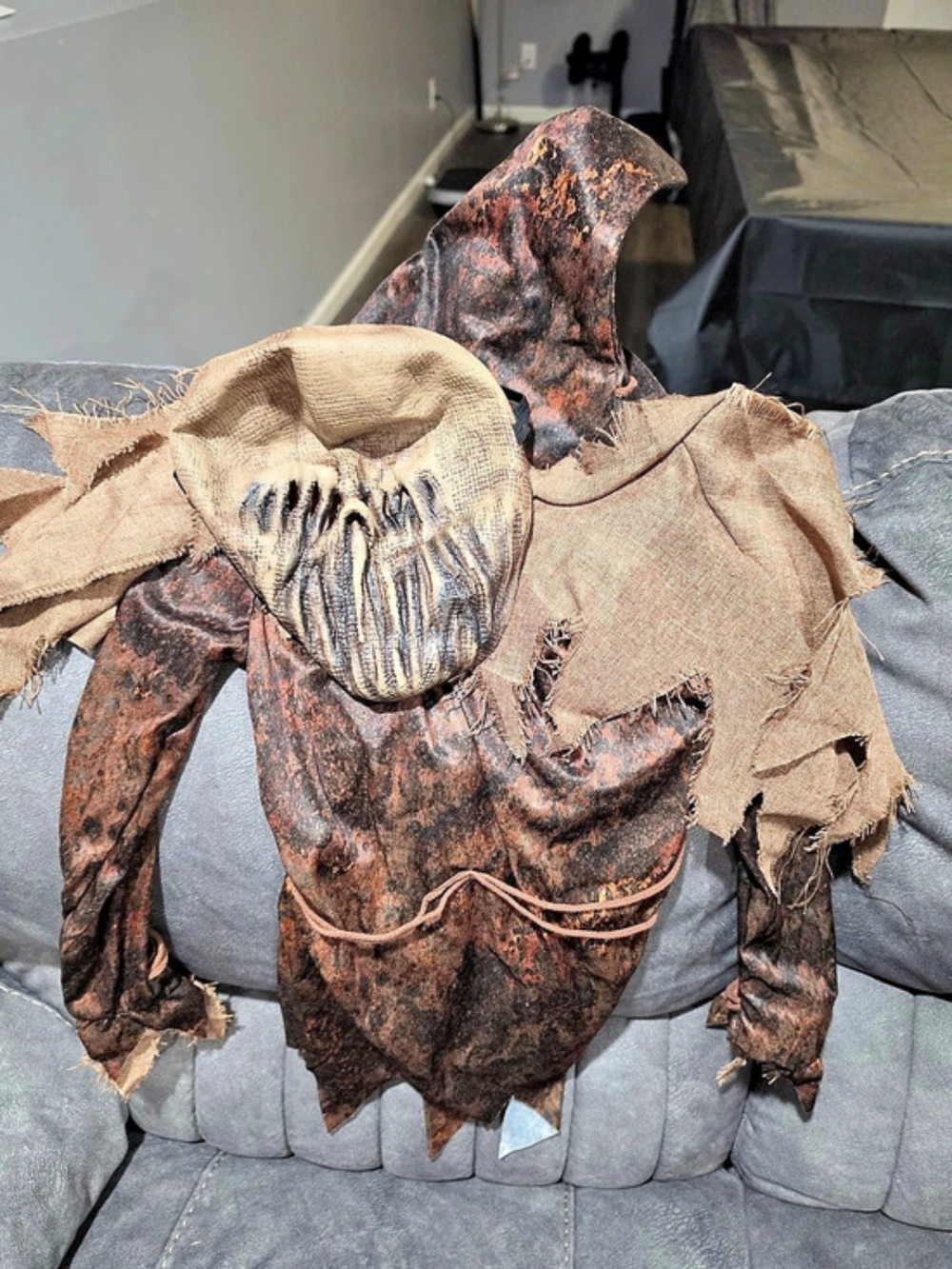 Brown & Black Sinister Kids Scarecrow Halloween Costume (Medium)